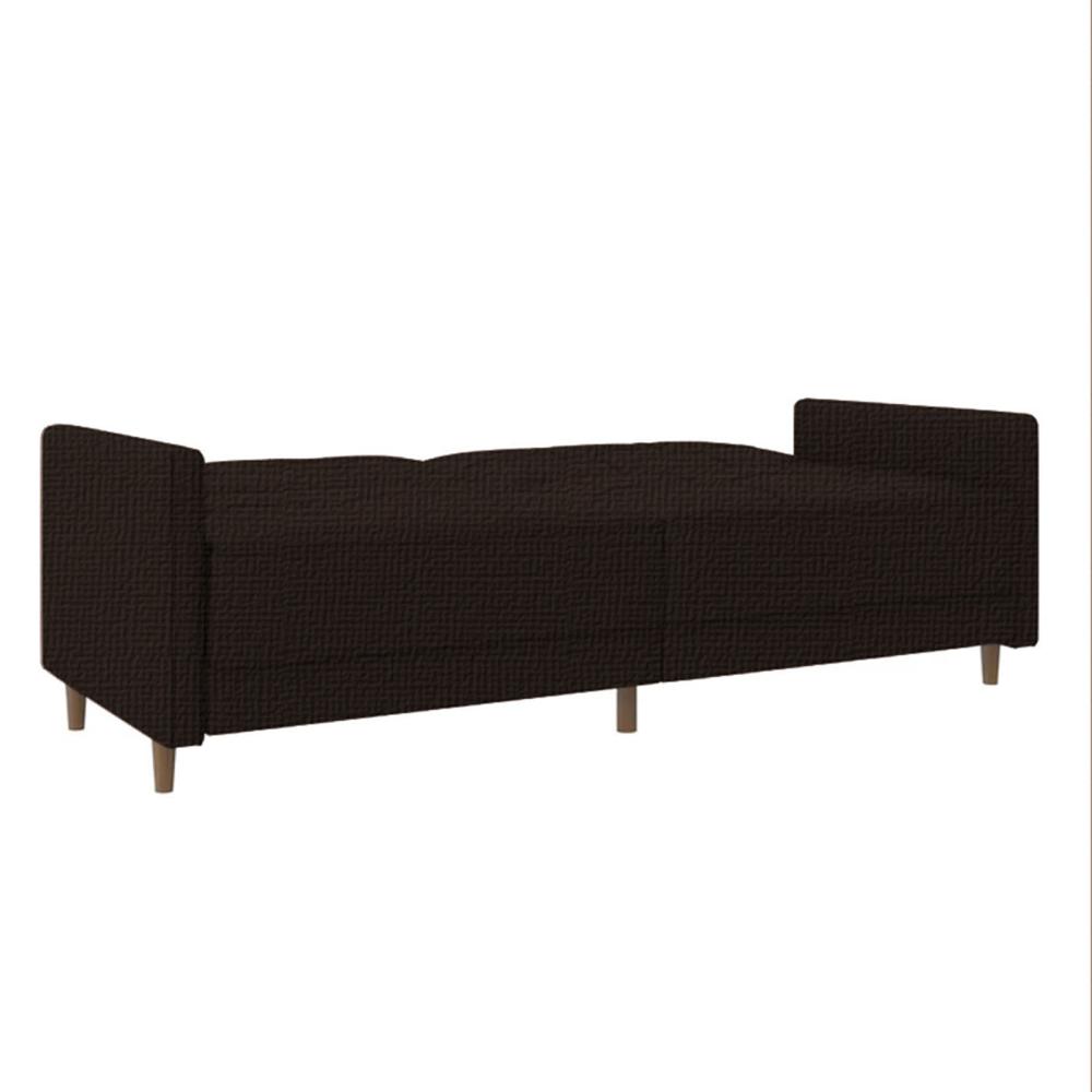 لين أريكة سرير 2x1 منجدة بالكتان لون بني غامق مقاس 193x86x85 سم