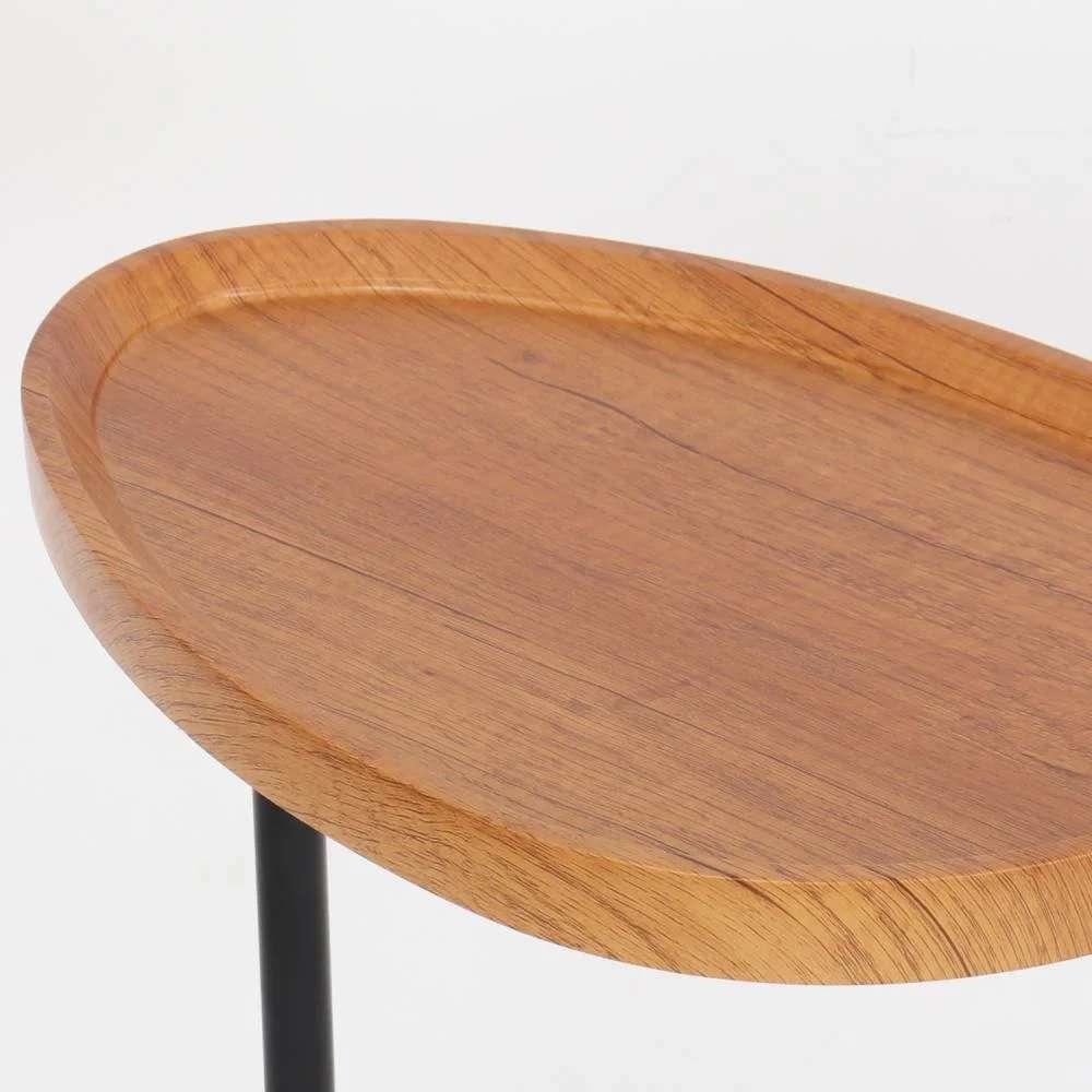 طاولة خدمة جانبية خشب بقاعدة حديد بتصميم فريد باللون البني والاسود مقاس 45x60x29 سم