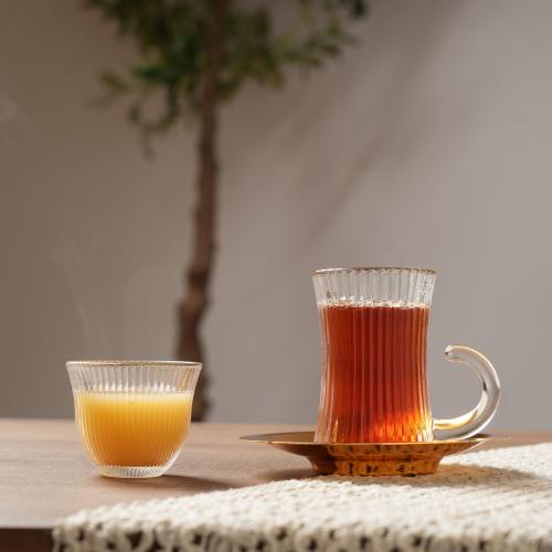 طقم فناجين وبيالات قهوة و شاي زجاج مع صحون بتصميم...