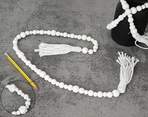سبحة ديكورية خشب باللون الابيض بتصميم مميز مقاس 10...