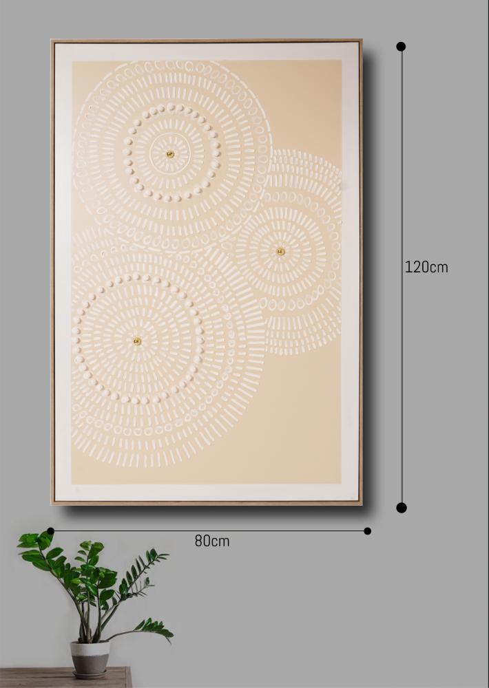 لوحة جدارية بتصميم فريد باللون البيج مقاس 120x80 سم