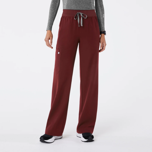 Figs, Burgundy Isabel Wide Leg Pants