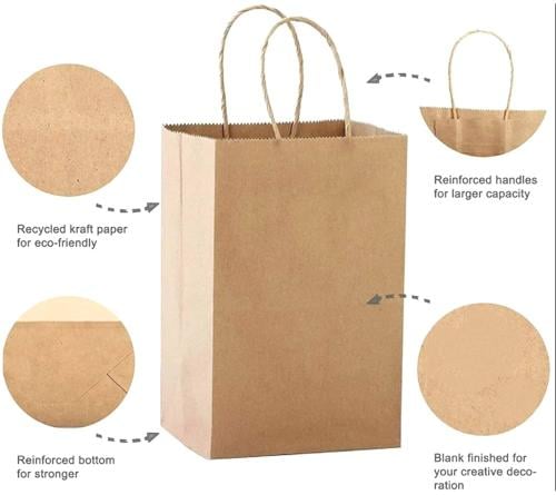 اكياس هدايا بني 12 حبه  طول 37 سنتم عرض 28 سنتم