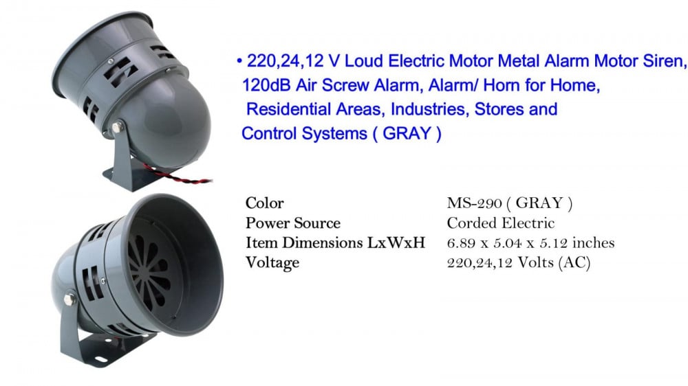 Loud Electric Motor Metal Alarm Motor Siren - متجر قمم إطفائي لأدوات ومواد  السلامة