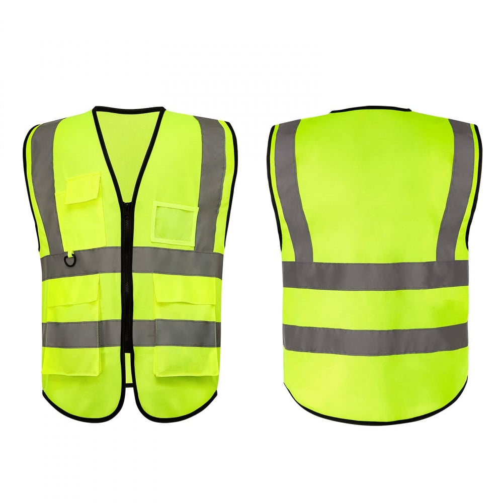 Safety Vest Multi-Pockets and Front Zipper for Men & Women Work