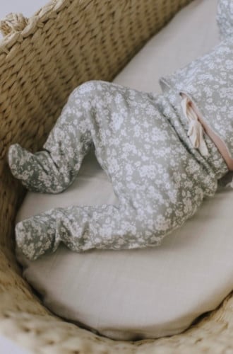 GREY FLORAL KIMONO SET