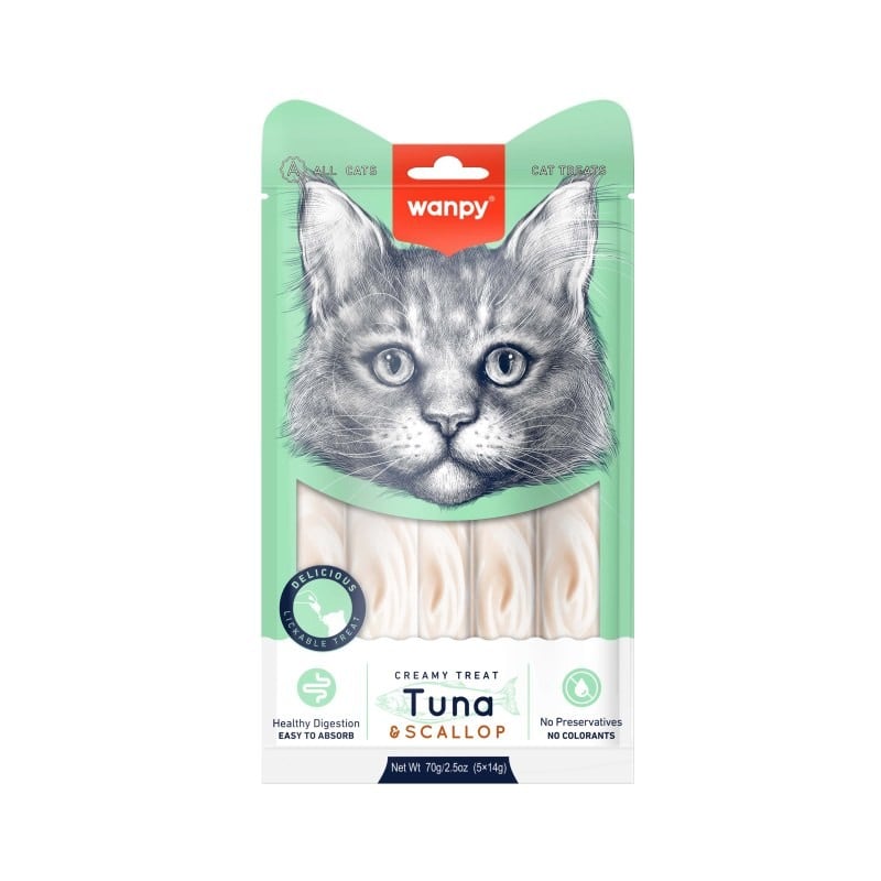 Wanpy Meal 5 Pieces Creamy Tuna And Scallop Flavored Treats for Cats - 70 gram