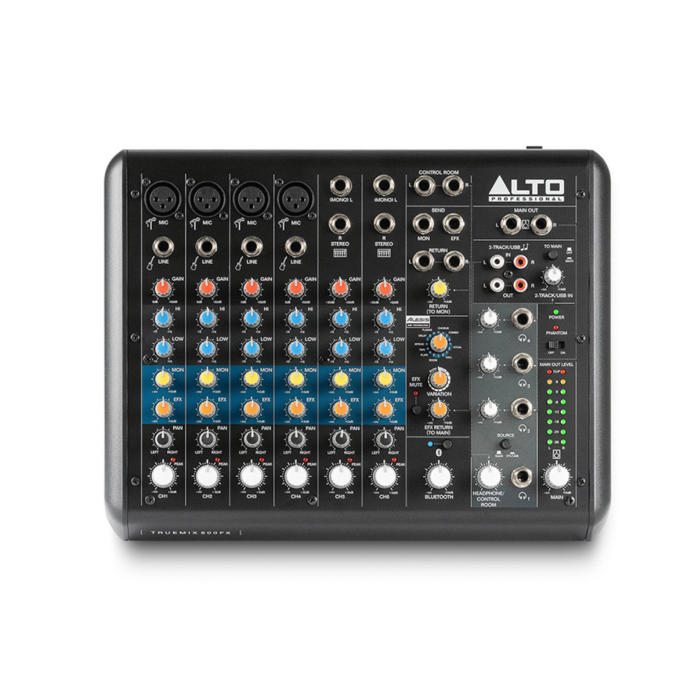 ميكسر صوت مدمج 8 قنوات TrueMix 800 FX مع USB وبلوتوث وتأثيرات Alesis متعددة