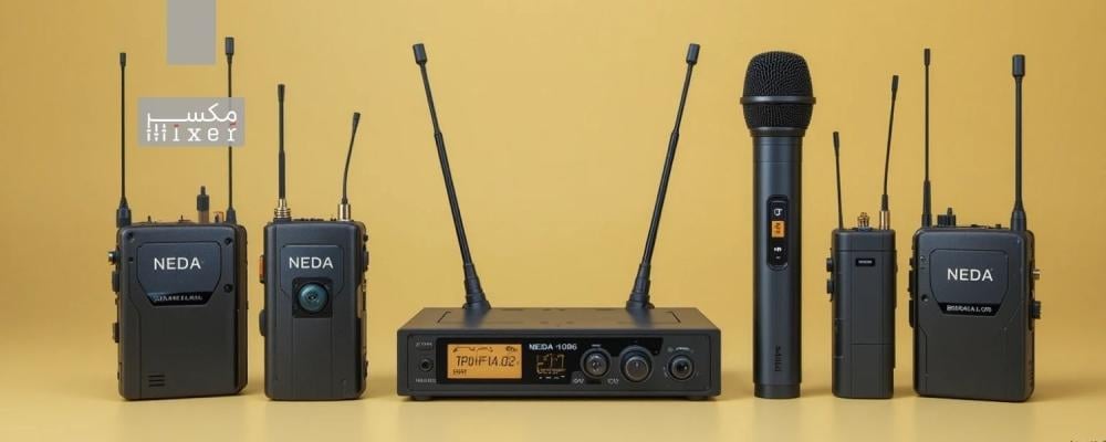ميكروفون لاسلكي مزدوج UHF بمدى يصل إلى 500 متر موديل NA-G41K ماركة NEDA