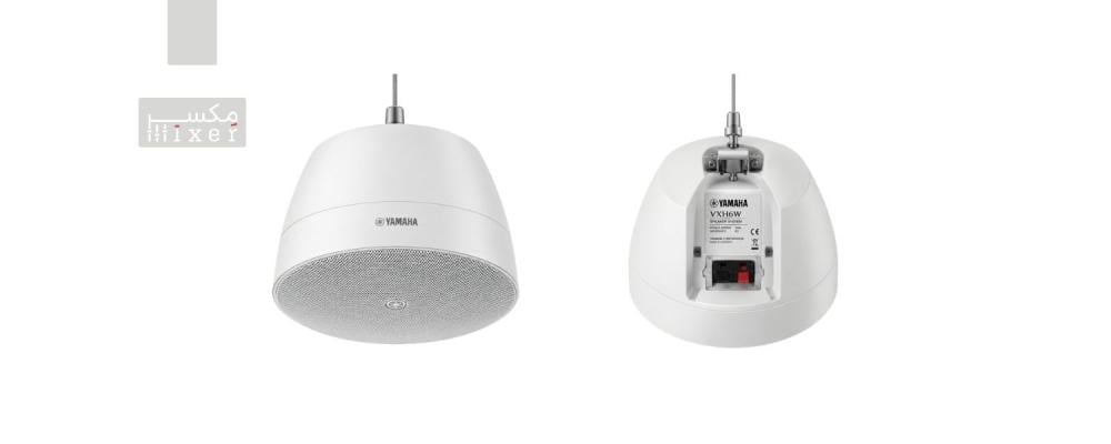 A ceiling-mounted speaker combining elegant design and clear sound performance; white, 6.5-inch driver and 1-inch high-frequency tweeter; two-way; model VXH6W; Yamaha brand.