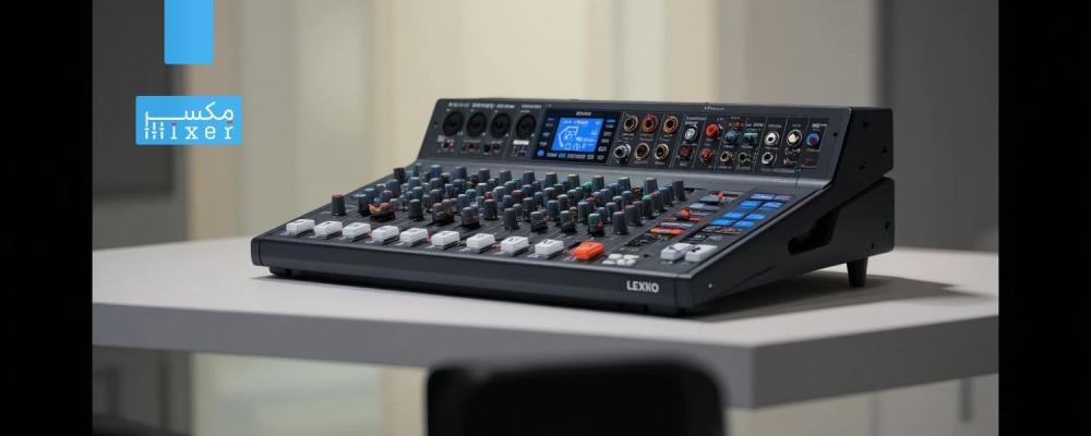 6-channel audio mixer, 2 x 350W power, with built-in amplifier, Bluetooth, and USB, model LX-006, brand LECXO