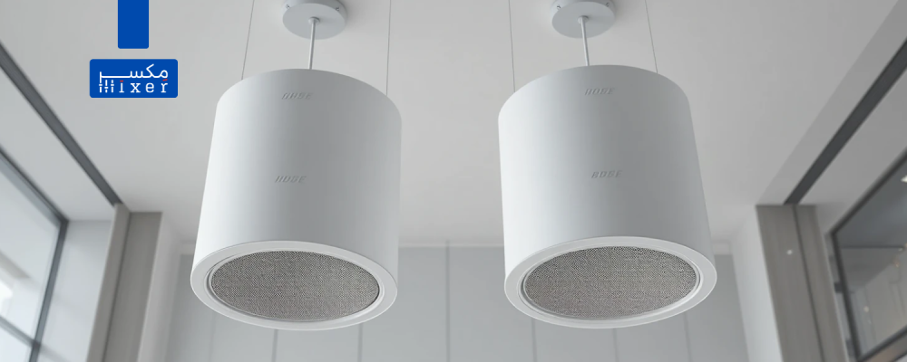 زوج سماعات سقف بوز معلقة 400 واط Bose DesignMax DM6PE تصميم محوري ثنائي الاتجاه مكبر صوت 6.5 بوصة أبيض