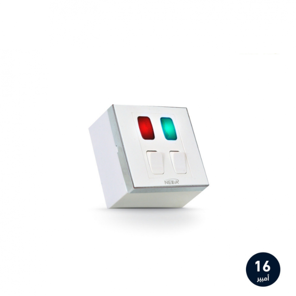Double electrical fire extinguisher switch with indicator lights for turning on and off devices red green