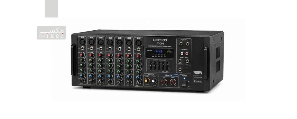 ميكسر صوت 6 خط ميكروفون 700 واط قناتين مع مضخم داخلي وBluetooth وUSB موديل LX-006 ماركة LECXO