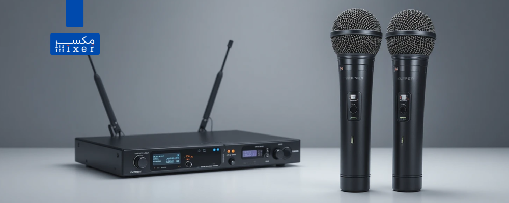 ميكروفون يدوي لاسلكي احترافي UHF مزدوج ماركة SUPER أداء قوي وصوت نقي للاستخدام المهني والميداني موديل Plus A12