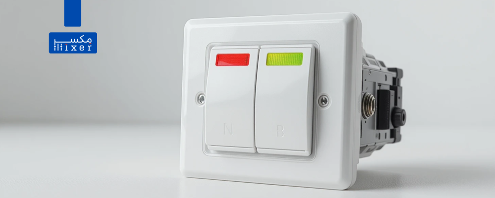 مفتاح طفاية أحمر أخضر مزدوج مع إضاءة – تحكم كهربائي عالي الجودة بتصميم عملي (Double Switch)