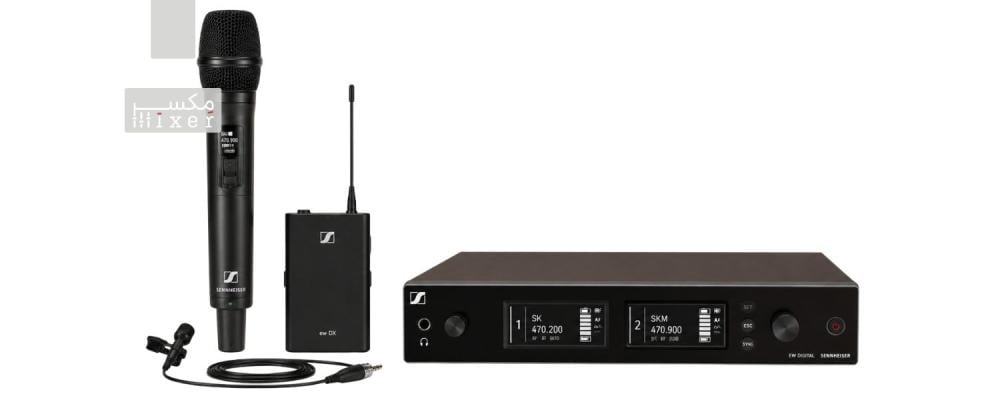 نظام ميكروفون لاسلكي رقمي احترافي ثنائي القناة EW-DX MKE 2 / 835-S Set (R1-9) مع  Handheld وLavalier ماركة Sennheiser سنهايزر