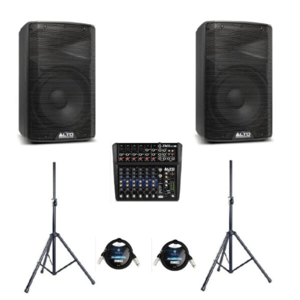 ALTO 350W Large Speaker Pair with High Quality Stand and Alto Mixer