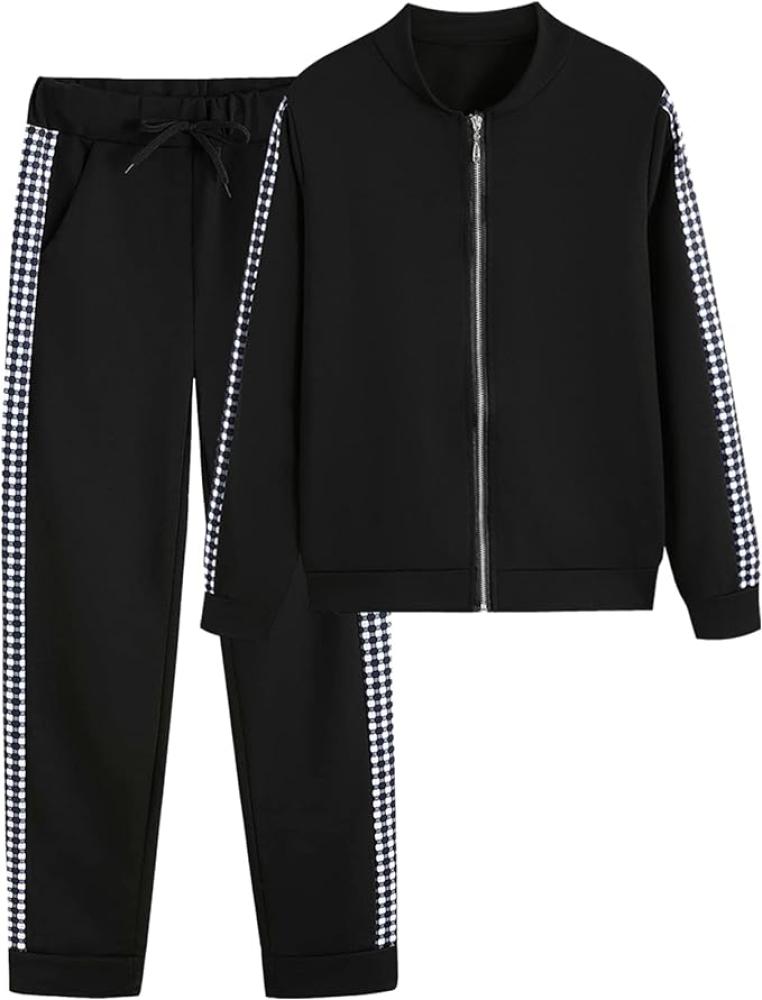 أطقم ملابس رياضية للسيدات من امروبي منقط بنمط النمر مكونة من سويت شيرت وسروال الركض