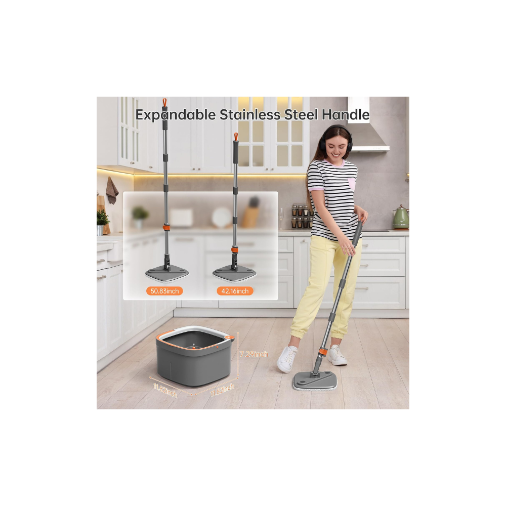 مجموعة ممسحة دوارة ودلو مع نظام فصل ذاتي للمياه المتسخة والنظيفة راس