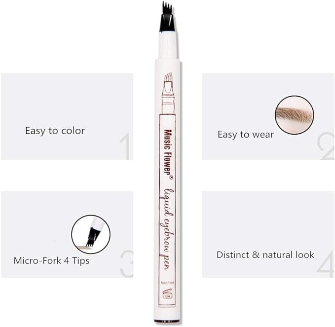 مجموعة قلم حواجب من 4 نقاط ومقاوم للماء مكياج للعين مع 3 قطع لرسم الحواجب و1 شفرة حواجب لون بني 3 رمادي داكن