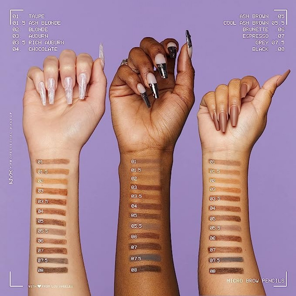 قلم تحديد الحواجب مايكرو من NYX دقيق بلون أسود - حجم قياسي