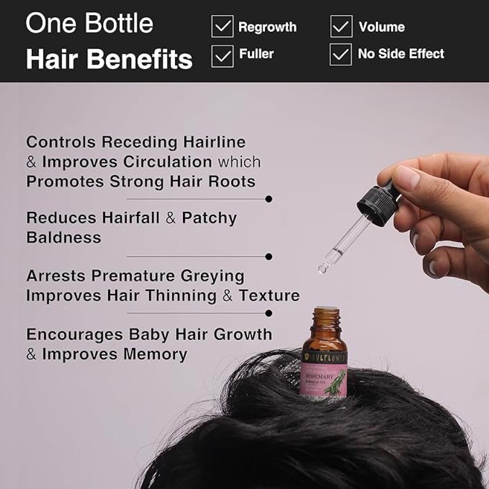 زيت إكليل الجبل العطري من سول فلاور، نقي وطبيعي غير مخفف، رمادي سابق لأوانه، آمن وعضوي، قطارة زجاجية إضافية 1 مل.