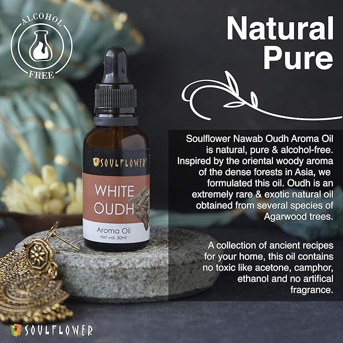 زيت عطري من SOULFLOWER برائحة العود الأبيض الهندي 30 مل