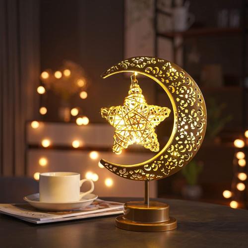 مصباح طاولة بتصميم قمر لديكور رمضان مكتب LED للمنز...
