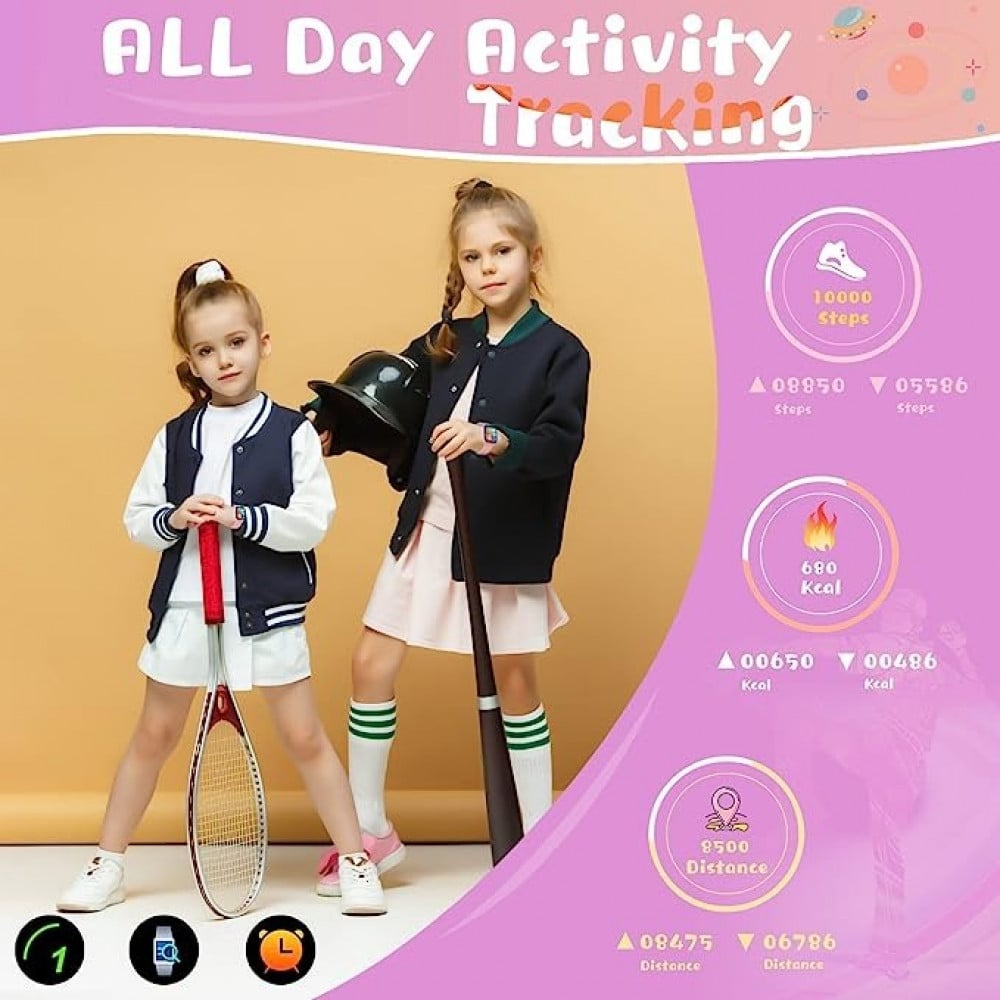 ساعة ذكية مقاومة للماء IP68 من دي ام جي، مع 8 اوضاع رياضة وخاصية تتبع اللياقة البدنية ومعدل ضربات القلب وجودة النوم وعداد الخطوات والسعرات الحرارية ومنبه ساعة، هدية من عمر 6 سنوات فيما فوق