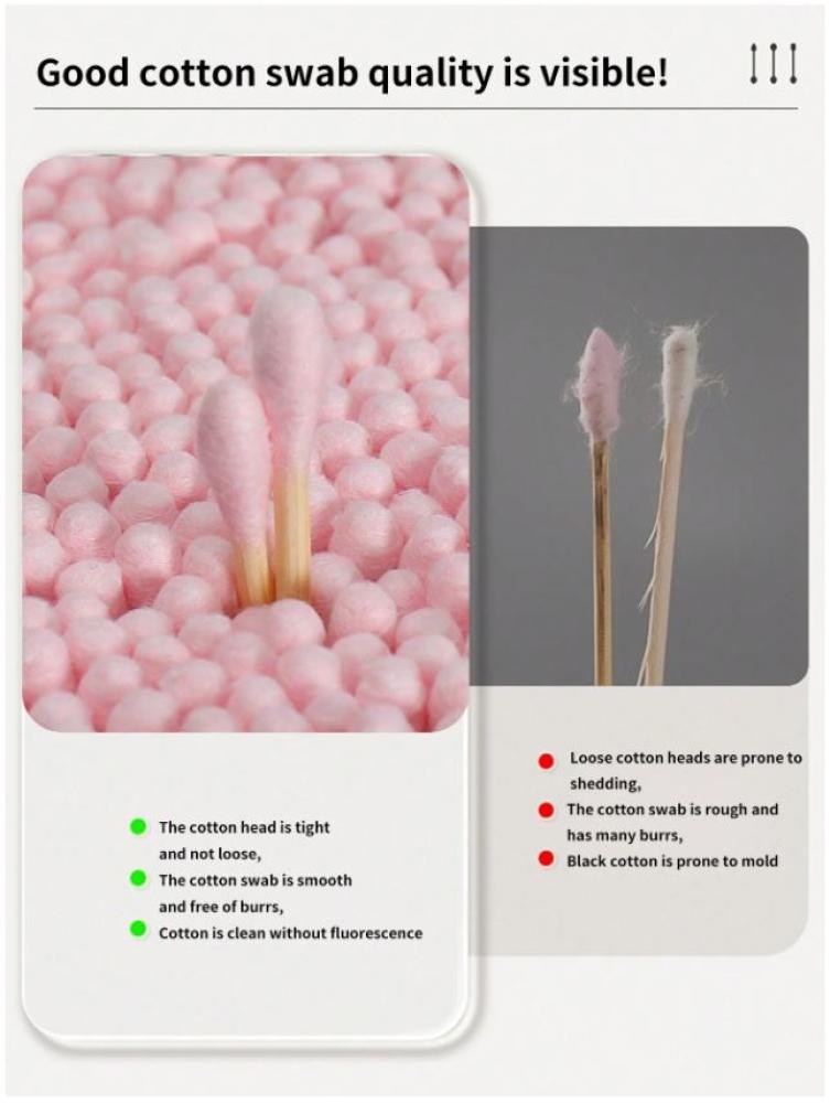 أسياخ تنظيف الأذن والمكياج 500 قطعة ذات رأسين للاستخدام الشخصي