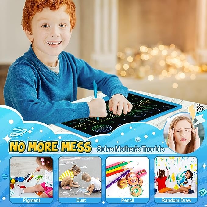 تاجو تابلت كتابة LCD ملون للاطفال مقاس 15 انش، لوح رسم محمول قابل لاعادة الاستخدام، لوح رسم قابل للمسح واعادة الاستخدام، هدية للاطفال والكبار في المنزل والمدرسة والمكتب مع زر قفل