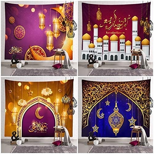 ديكور رمضان اسلامي ديكور العيد مطبوع خلفية نسيج الحائط القماش رمضان مبارك كريم ديكور المنزل نسيج عرقي معلق على الحائط بي