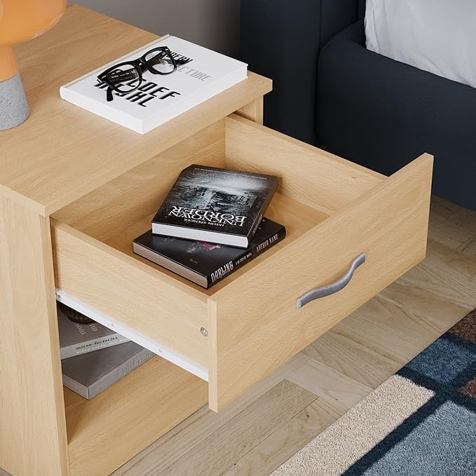 طاولة بجانب السرير فيدا ديزاينز خشبية درج واحد ورف 47×40×36 سم