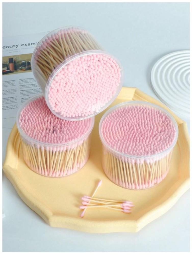 أسياخ تنظيف الأذن والمكياج 500 قطعة ذات رأسين للاستخدام الشخصي