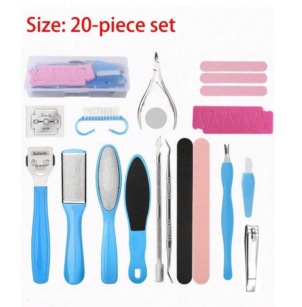 مجموعة عناية بالأقدام 20 قطعة أدوات فولاذية مقاومة للصدأ متعددة