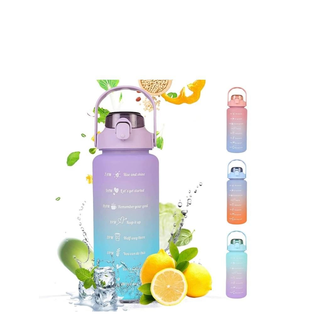 زجاجة مياه لتر مع قشة بسعة