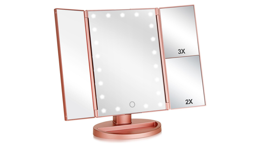 مرايا مكياج مضيئة ثلاثية من فلايميرو بتكبير 3x2x 345 سم