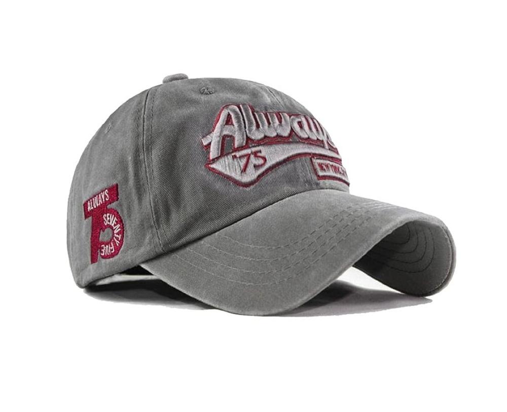 قبعة تراكر بيسبول مطرزة بنمط عتيق، قبعة شمس من القطن بنسبة 100%، قبعة كاجوال هيب هوب ناعمة للجنسين مقاس قابل للتعديل للرجال والنساء - المقاس: 54-58 - رمادي