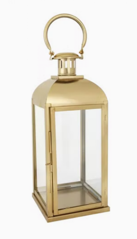 فانوس رمضان يعمل بالشموع مصنوع من الزجاج بني 165 x 165 x 40سنتيمتر