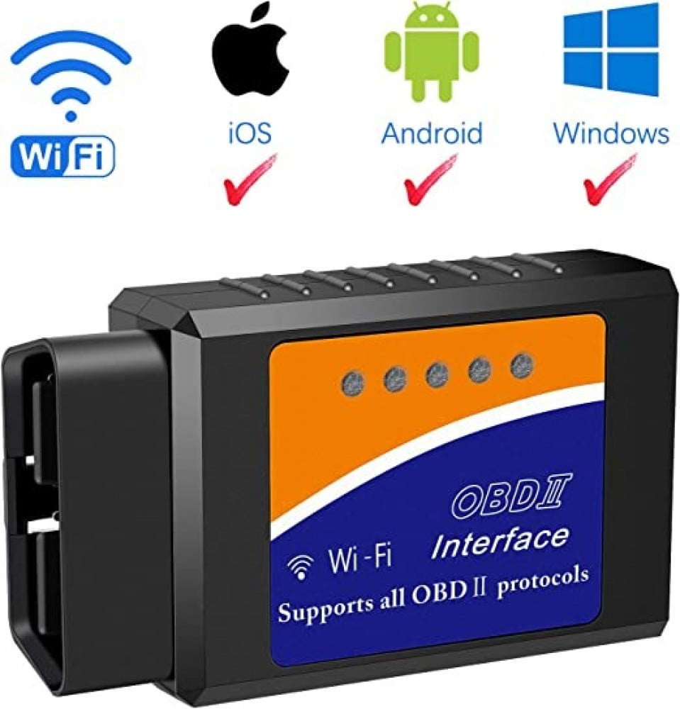 محول الماسح الضوئي Friencity اللاسلكي WiFi OBD II OBD2 ، قارئ رمز التشخيص التلقائي وأداة المسح الضوئي لأنظمة iOS و Android و Windows ، اقرأ وامسح ضوء فحص محرك السيارة لعام 1996 والمركبات الأحدث