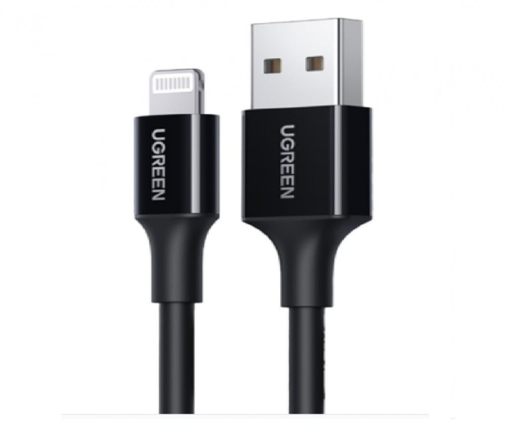 سلك شاحن يوجرين نايلون مظفر USB إلى آيفون بطول 1 م - فضي 60161