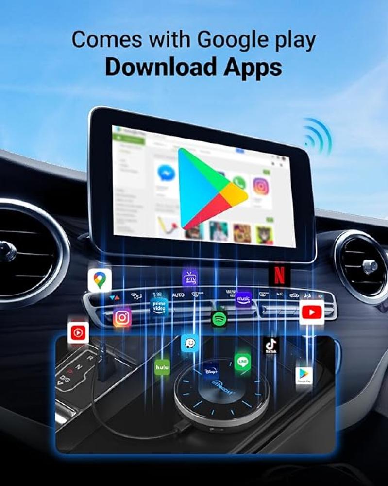 محول فيديو كاربلاي بي 3 من اوتوكاست محول فيديو كاربلاي 2023 اندرويد 120 كاربلاي لاسلكي يدعم مخرج HDMI ويوتيوب ونتفليكس وديزني وتيك توك الى سيارات كاربلاي السلكية او اي ام