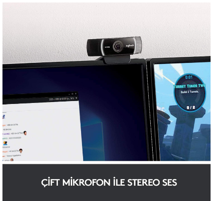 كاميرا لوجيتيك C922 برو ستريم، HD 1080P-30fps او HD 720P-60fps، نظام تدفق سريع وستيريو وتصحيح ضوء HD، تركيز تلقائي، مناسبة لليوتيوب، تويش، اكس سبليت، الكمبيوتر، Mac، اللابتوب، التابلت - اسود