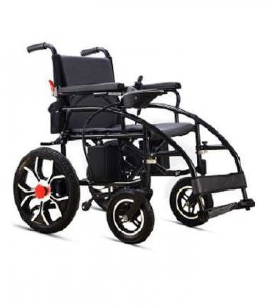 كرسي متحرك كهربائي مقاس 56 سم مع ريموت ومقعد إسفنجي مدى 15-20 كم