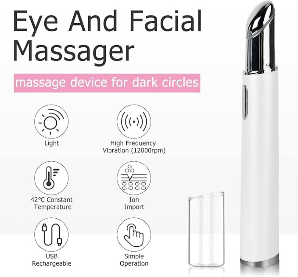 جهاز تدليك العين محمول بحرارة 42C وLED مزدوج واهتزاز عالي وشحن USB