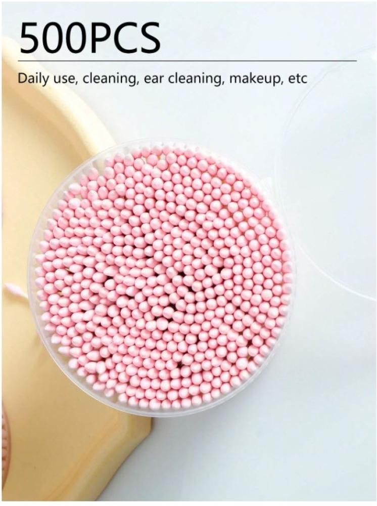 أسياخ تنظيف الأذن والمكياج 500 قطعة ذات رأسين للاستخدام الشخصي