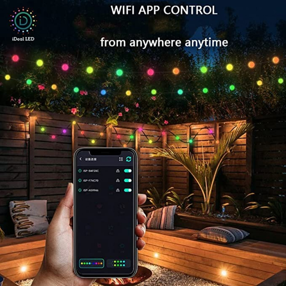 شريط مصابيح ذكية كروية الشكل متعددة الالوان بطول 5 متر من جودرن، 33 مصباح LED مع تطبيق وجهاز تحكم عن بعد، اضواء كروية الشكل RGB مقاومة للماء، شريط مصابيح زينة بمنفذ USB للكريسماس ورمضان وحفلات الفناء