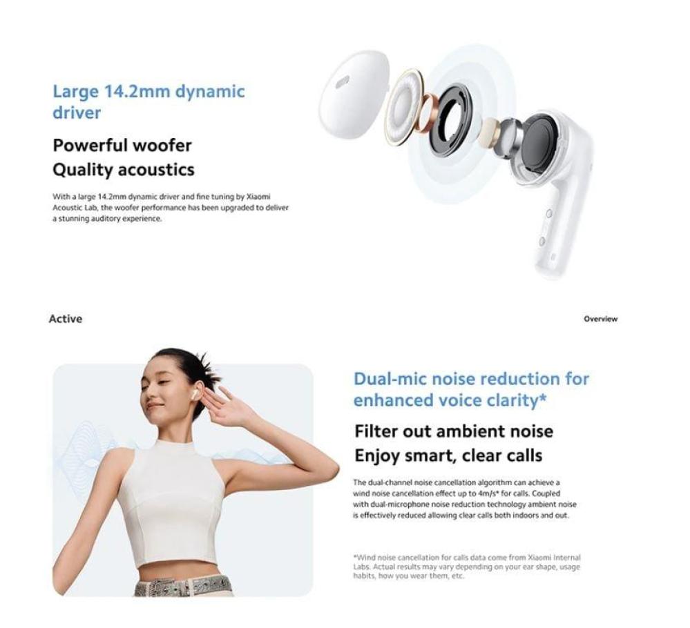 سماعة أذن شاومي ريدمي بودز 6 أكتيف BHR8391GL - أبيض