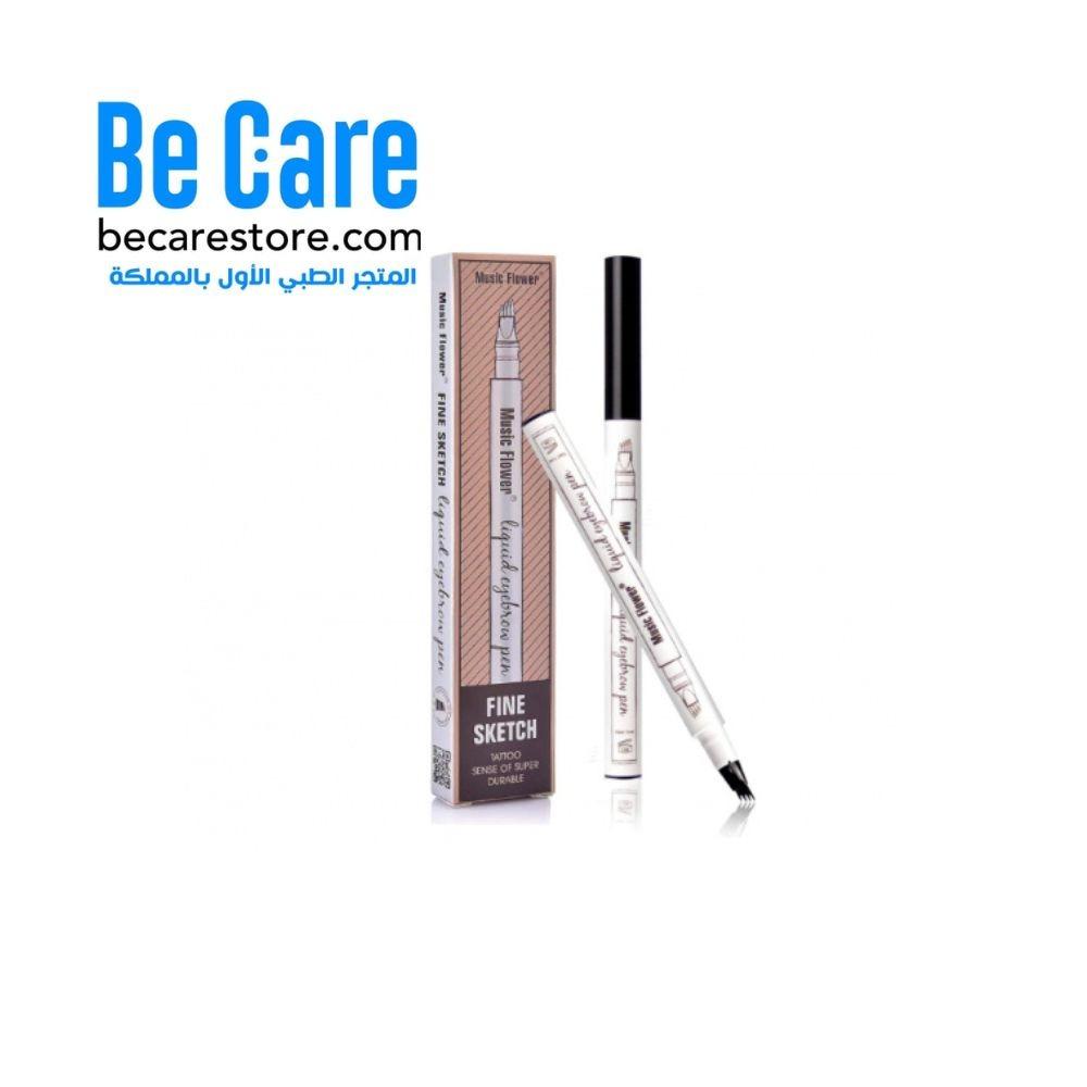 ️ قلم حواجب سائل تاتو 4 أطراف – ميكروبليد أسود لمظهر طبيعي يدوم